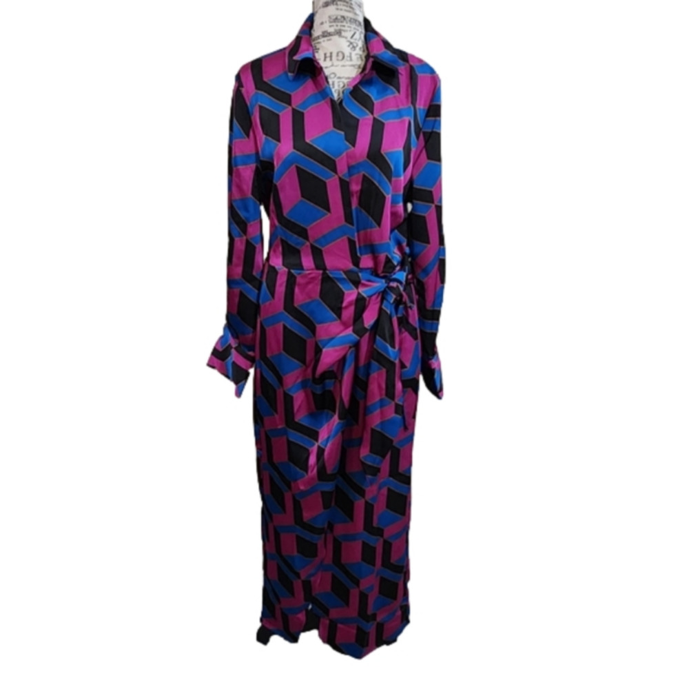 Revolve x House of Harlow 1960 geometric print 60s 70s inspired maxi dress sz M